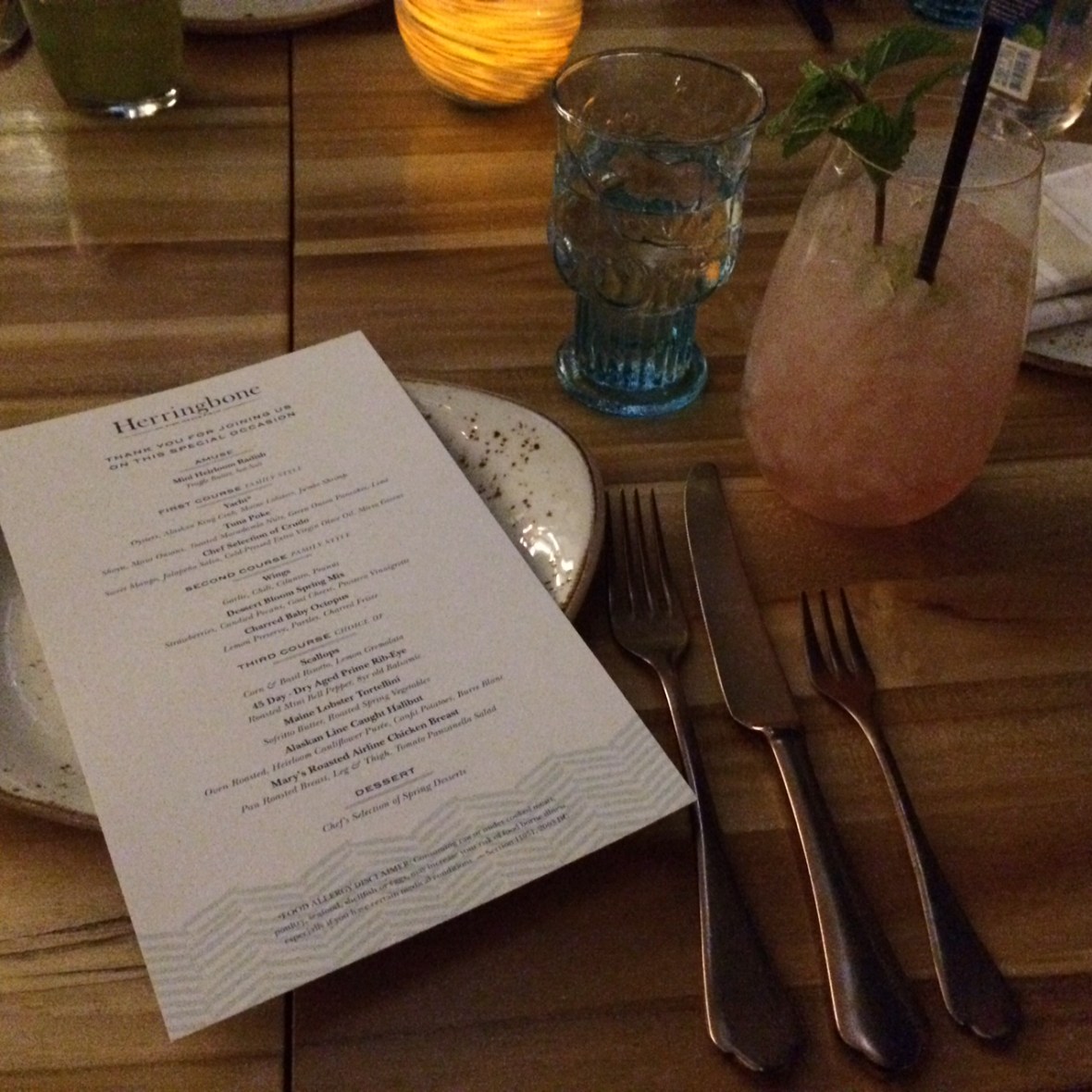 Harringbone menu