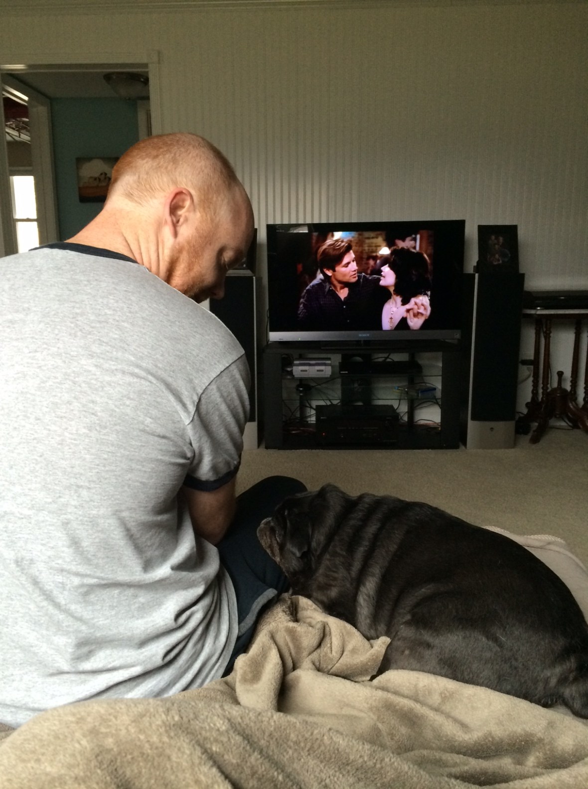 Keith, Miles and I watching Melrose Place. Joke and Jo forever!
