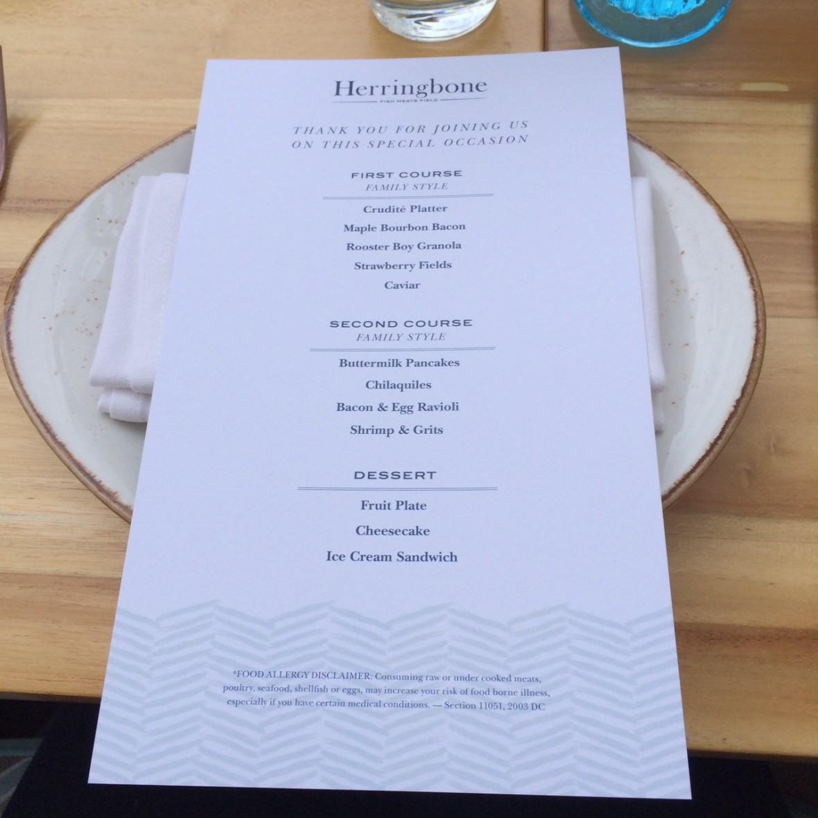 Brunch menu