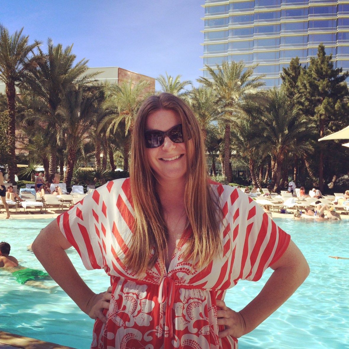 Getting some rays at the pool