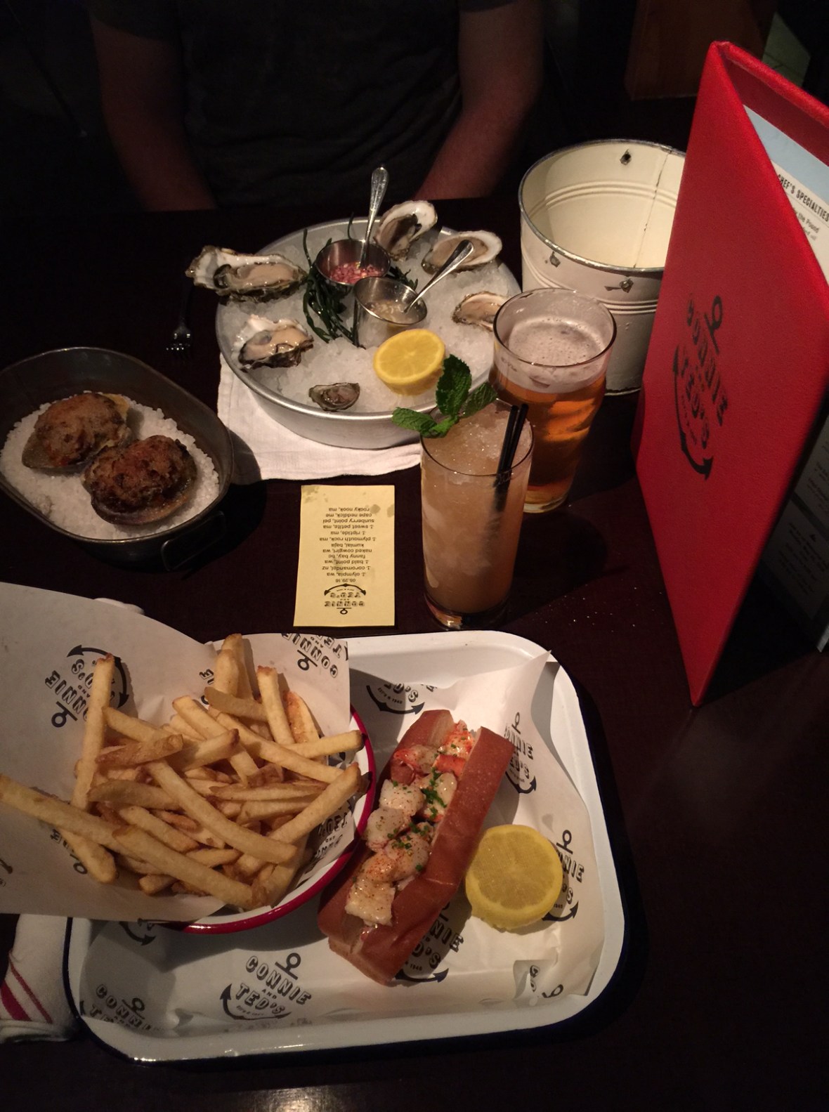 Lobster roll and oysters